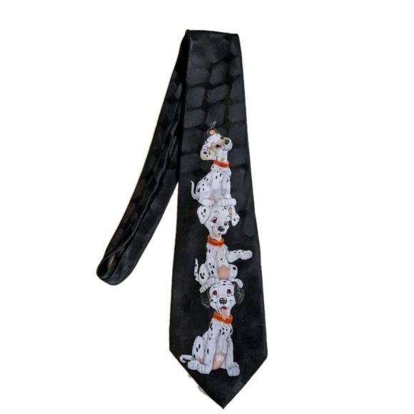 Addiction Other - Vintage Addiction Dalmatian Puppy Stack Necktie 90s Novelty Black Retro Dog
